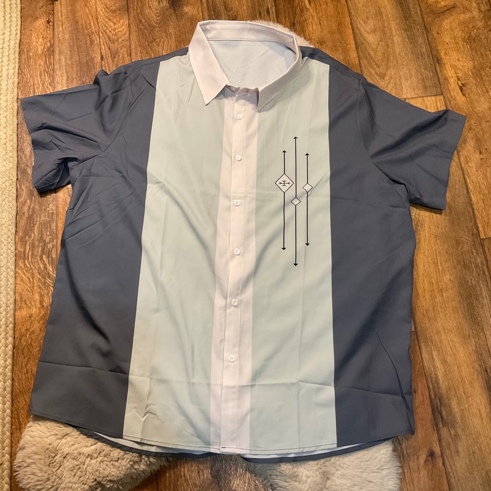 Wekumgy Casual Button Front Shirt 3XL Mens Colorblock Collar